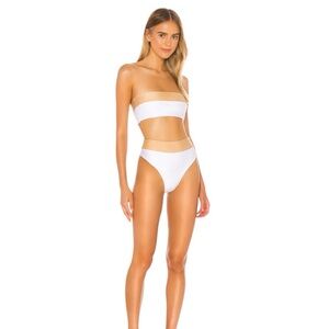 NWT LPA Foster High Waist Bikini Bottoms in White/Nude Size Medium